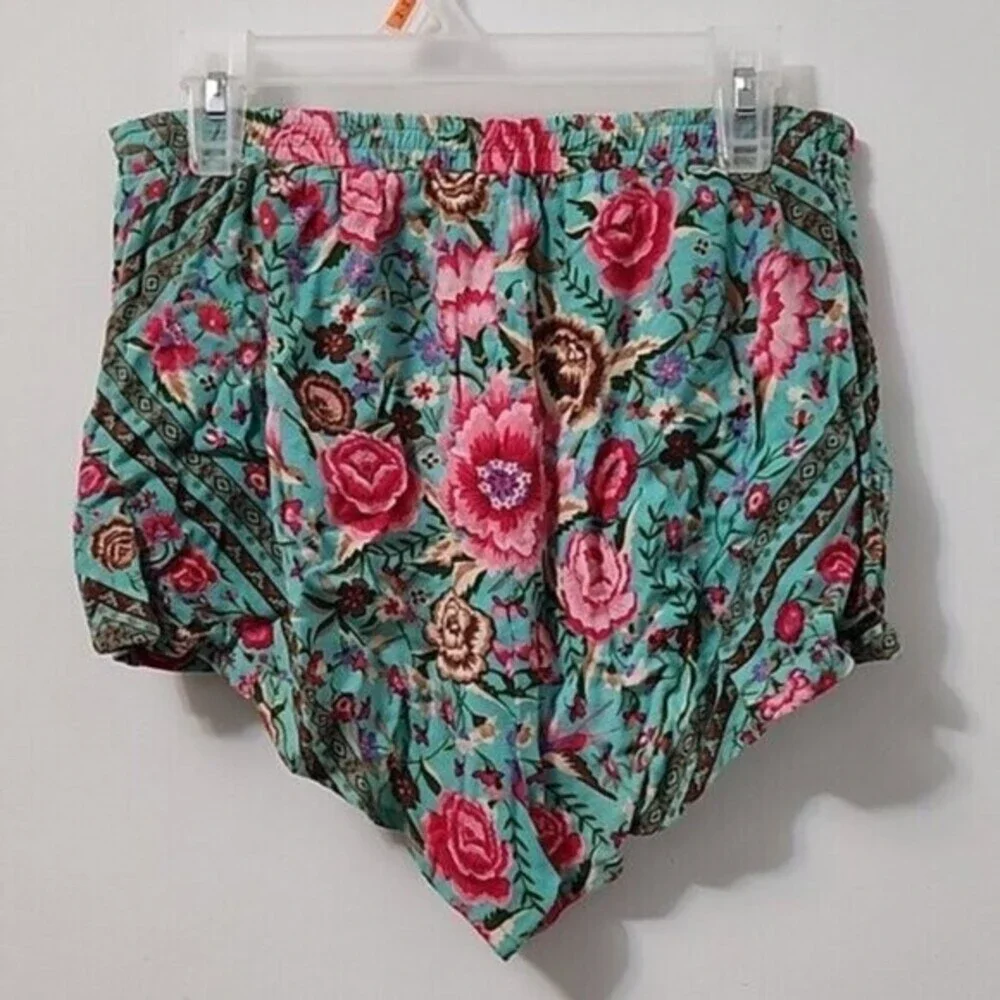 Spell & the Gypsy Collective Designs Babushka Turquoise Blouse Shorts XS
